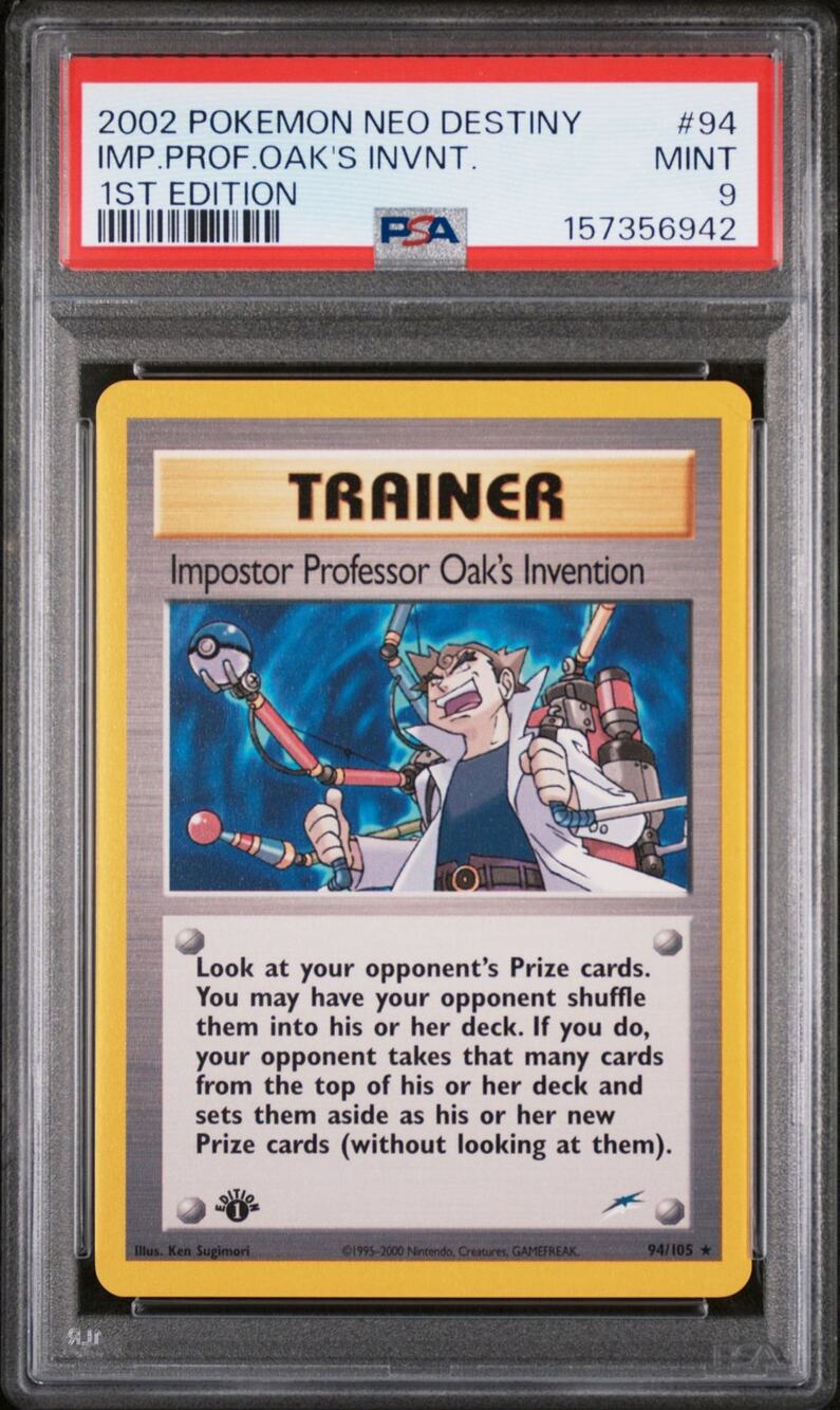 PSA 9 MINT Imposter Professor Oak's Invention 1st Edition 94/105 Neo Destiny